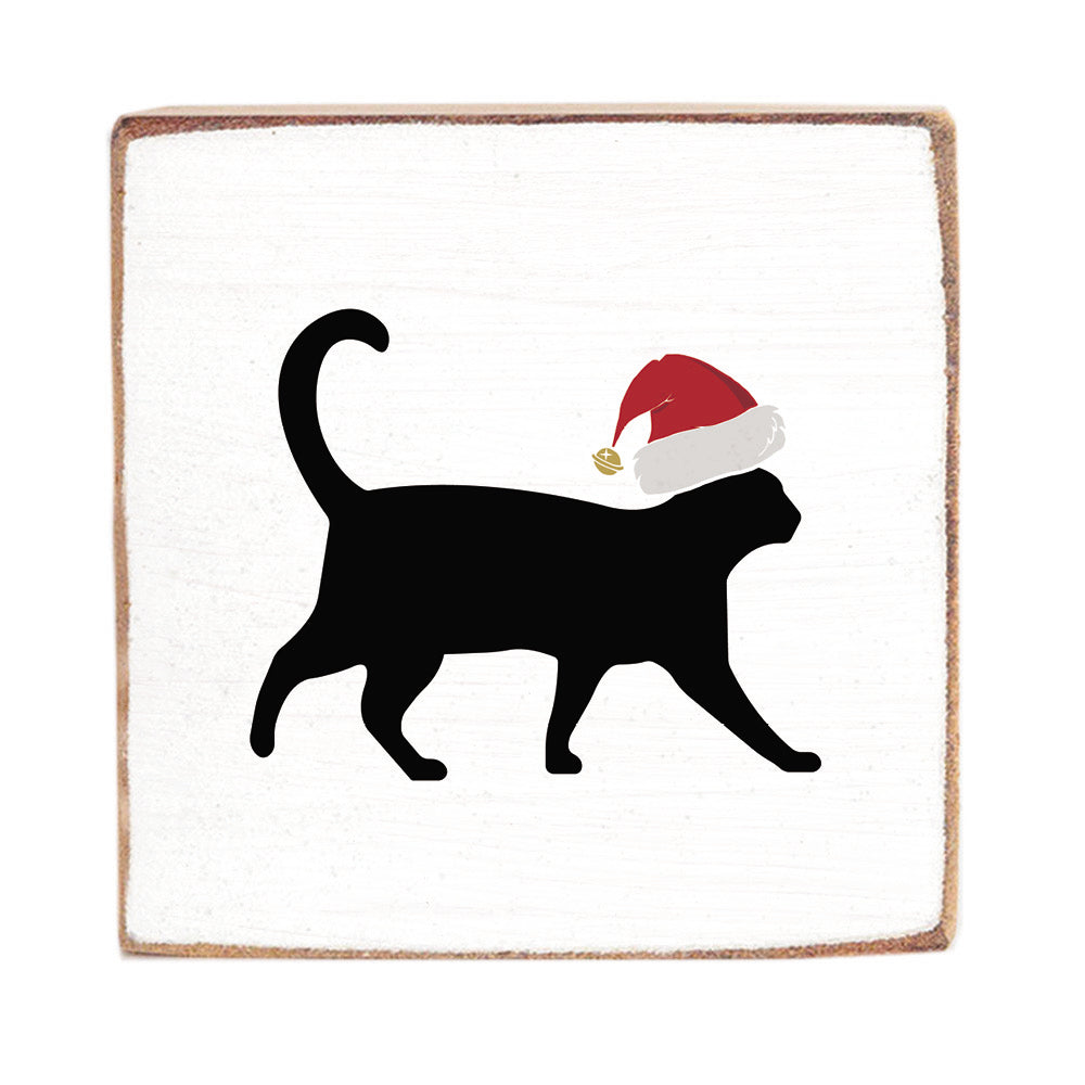 Santa Cat Block Sign