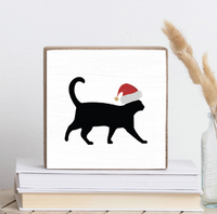 Santa Cat Block Sign