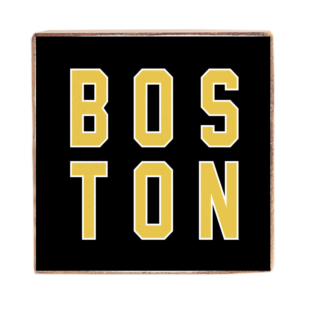Black and Gold Boston Wood Block