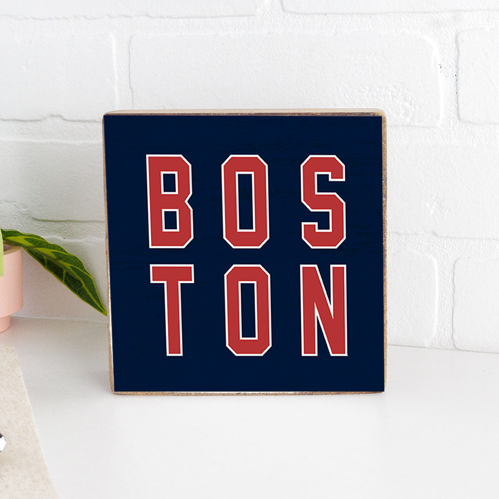 Red and Blue Boston Decorative Wooden Block