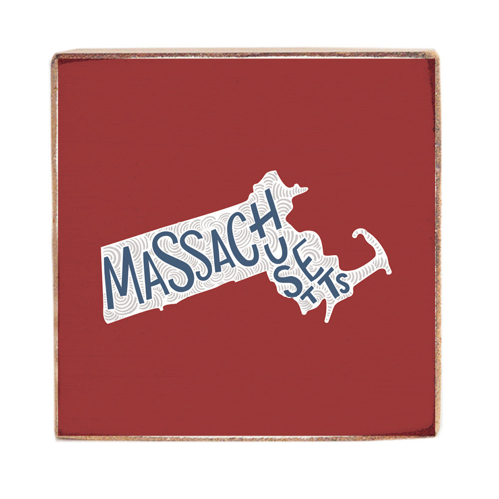 Red Massachusetts Wood Block