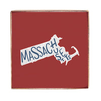 Red Massachusetts Wood Block
