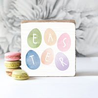 Easter Eggs Decorative Square Block Sign