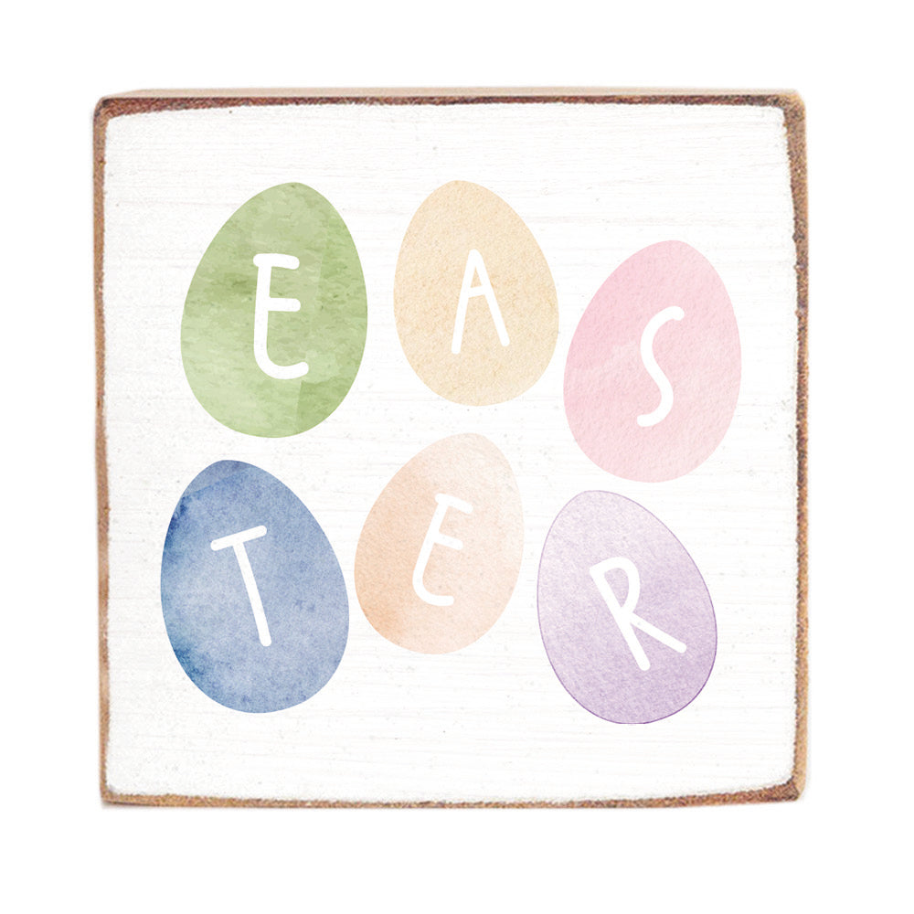 Easter Eggs Decorative Square Block Sign