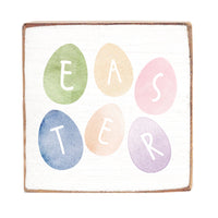 Easter Eggs Decorative Square Block Sign