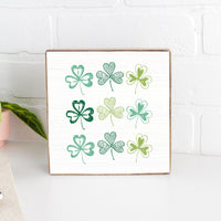 Repeating Shamrocks Decorative Square Block Sign