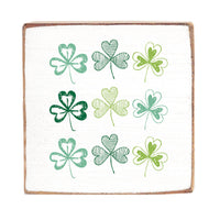 Repeating Shamrocks Decorative Square Block Sign