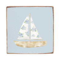 Hydrangea Sailboat Square Block Sign