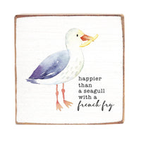Seagull With A French Fry Block Sign