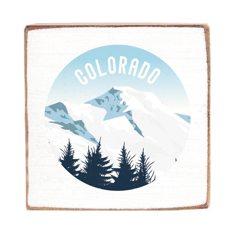 Colorado Snowy Mountains Block Sign