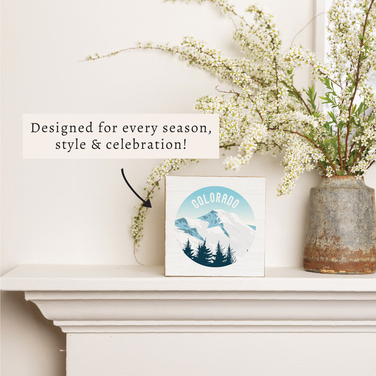 Colorado Snowy Mountains Block Sign