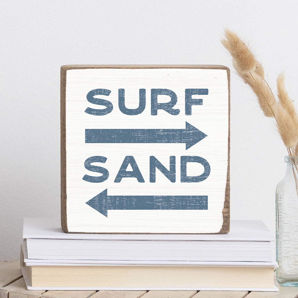 Surf and Sand Decorative Wooden Block