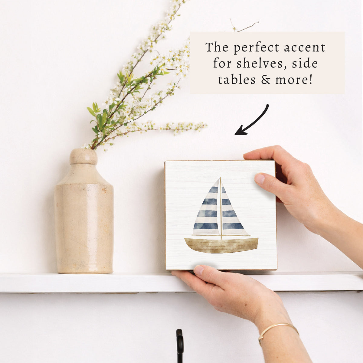 Watercolor Sailboat Block Sign