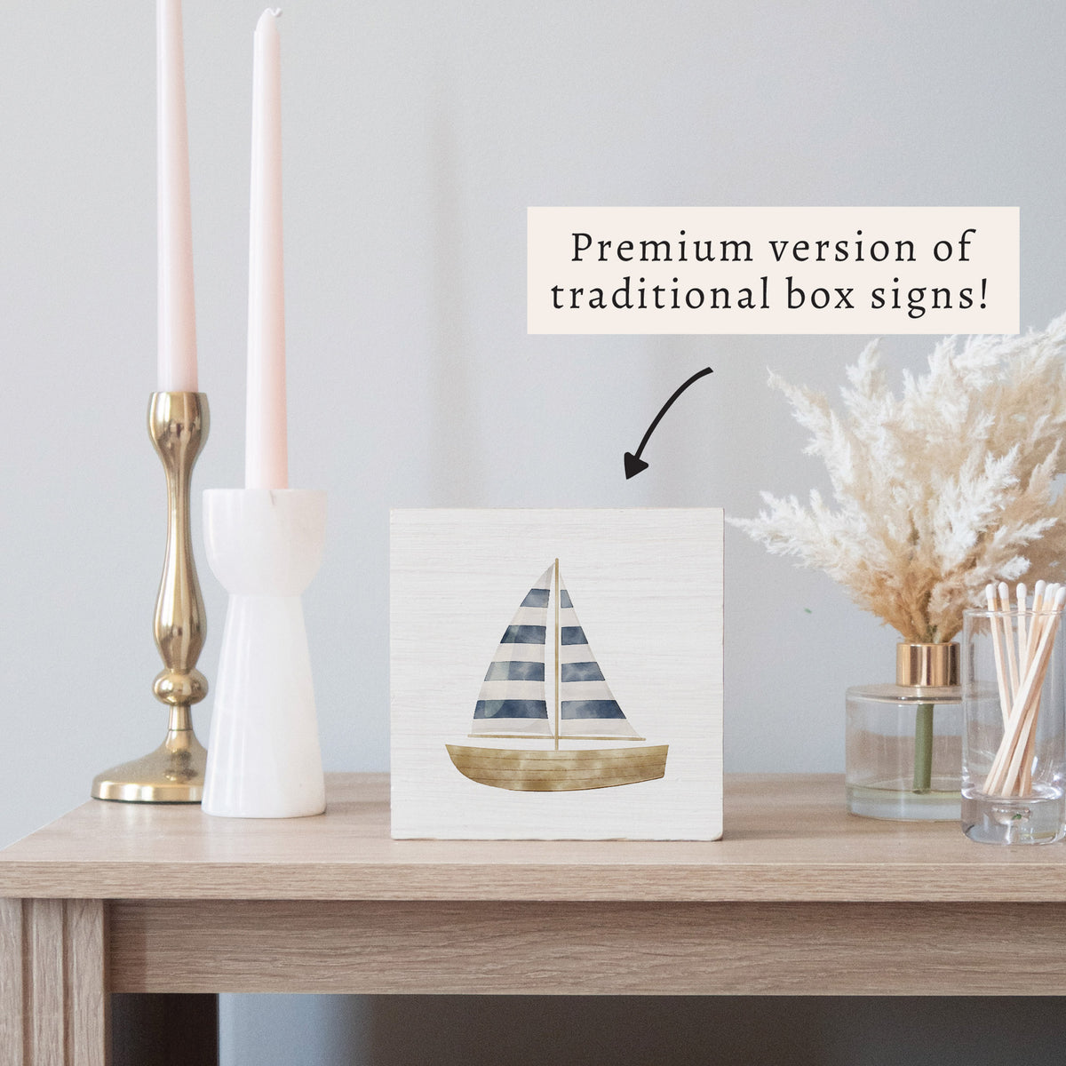 Watercolor Sailboat Block Sign