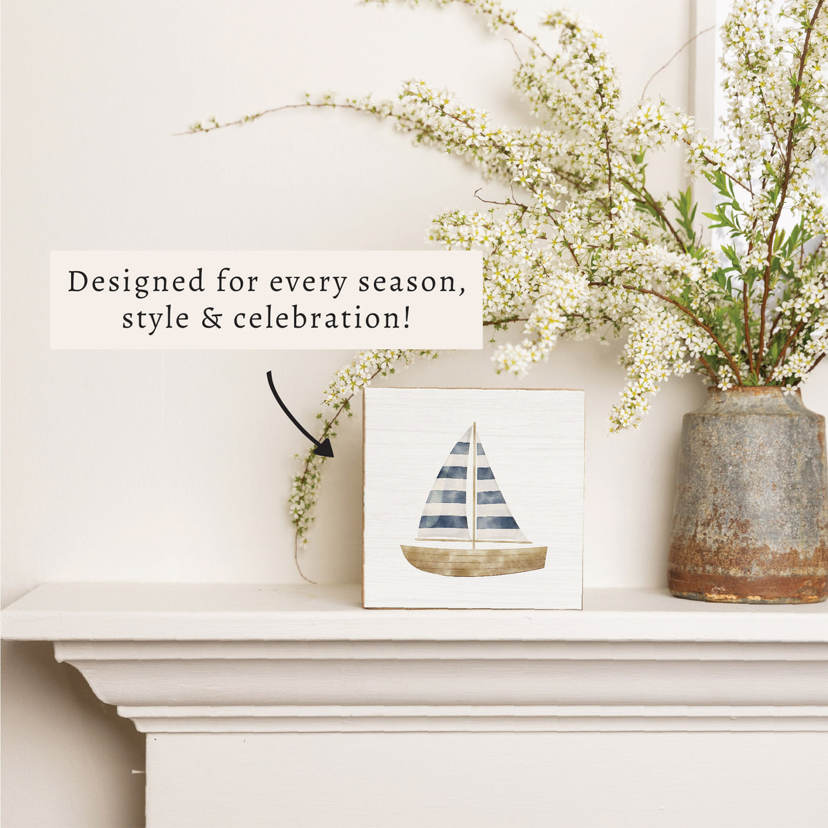 Watercolor Sailboat Block Sign