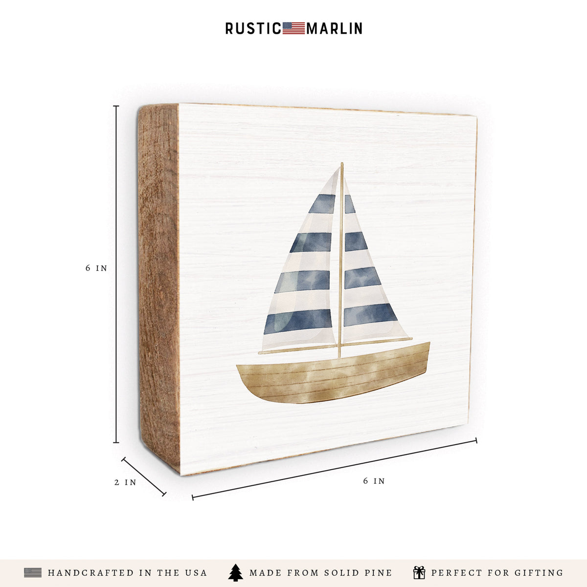 Watercolor Sailboat Block Sign