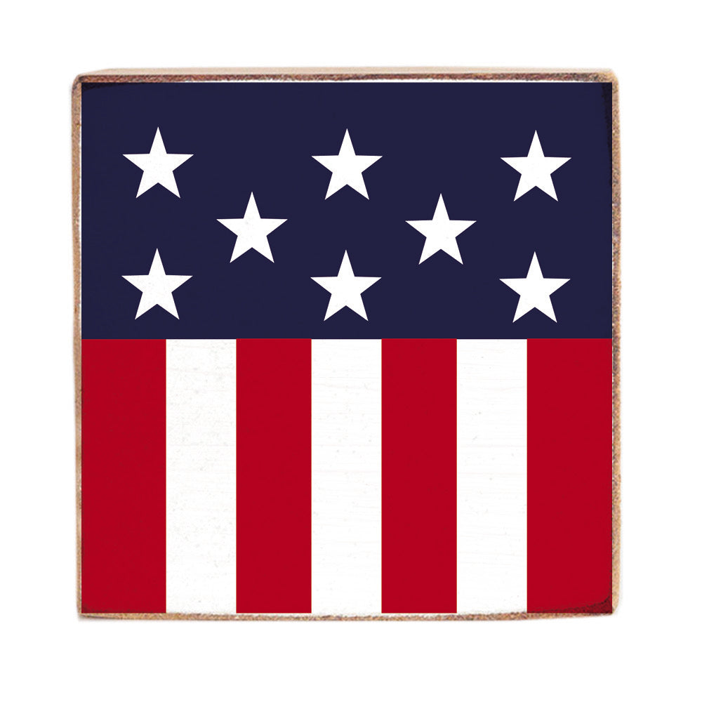 Rustic Flag Wood Block