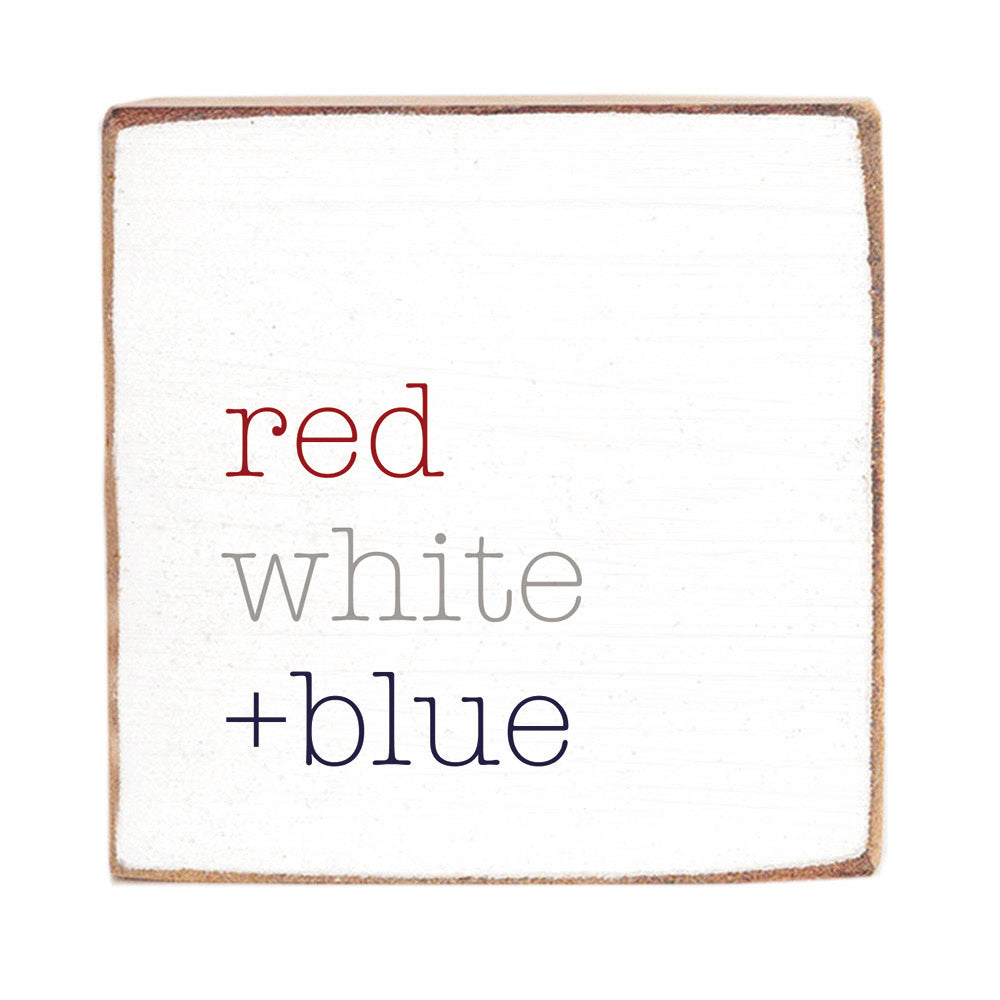 Red, White And Blue Block Sign