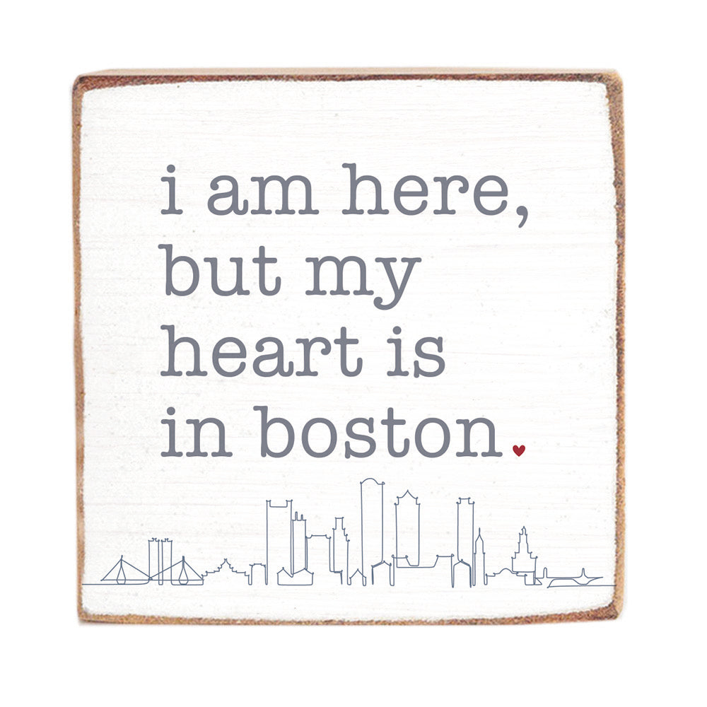 My Heart Is In Boston Block Sign