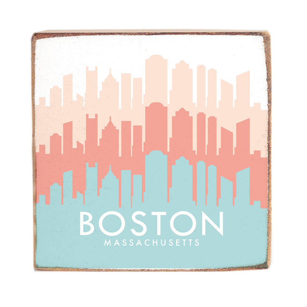 Boston Pastel Skyline Block Sign