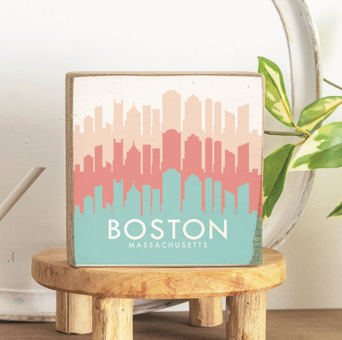 Boston Pastel Skyline Block Sign