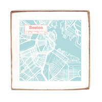 Boston Pastel City Map Block Sign