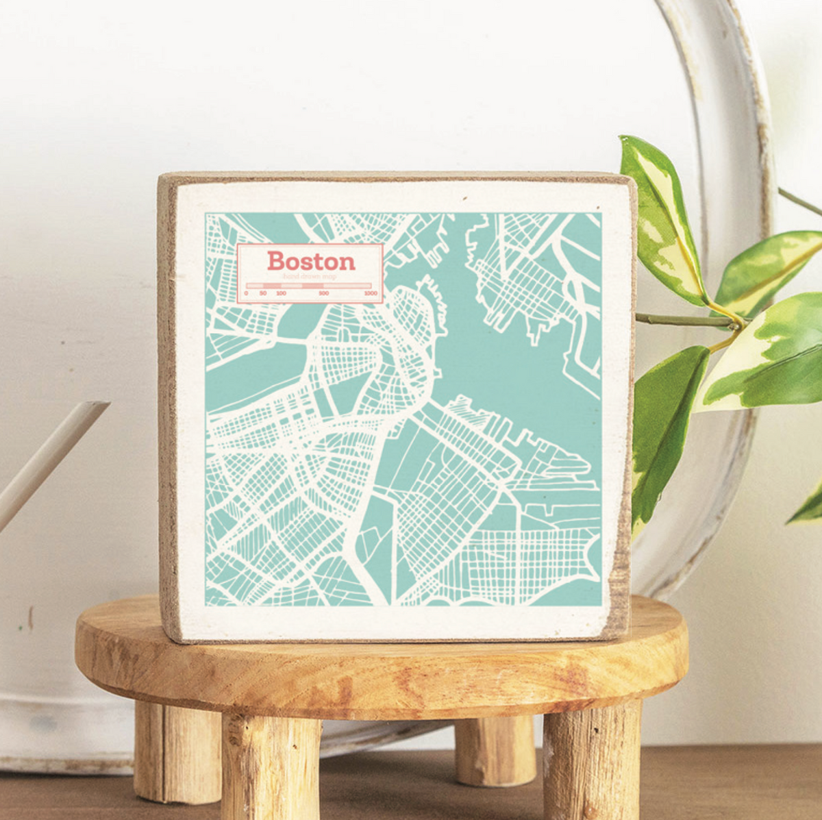 Boston Pastel City Map Block Sign