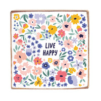 Live Happy Floral Block