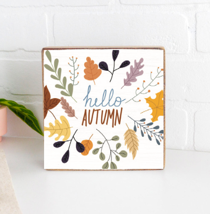 Hello Autumn Block Sign