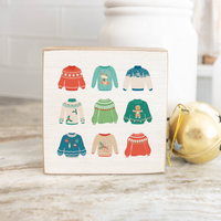 Ugly Christmas Sweater Square Block Sign