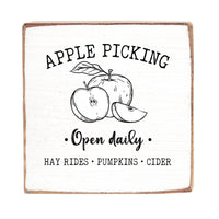 Open Daily Apple Picking Wood Block