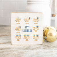 Happy Hanukkah Square Block Sign