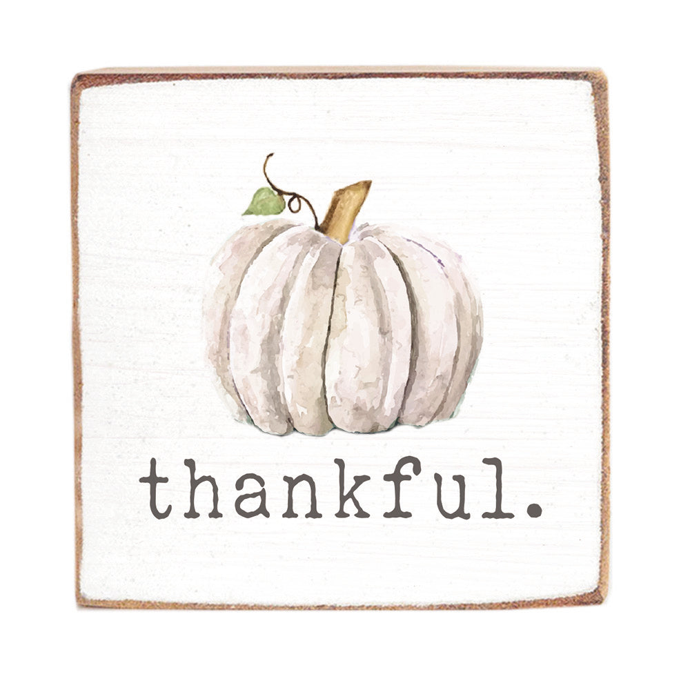Thankful Pumpkin Square Block Sign