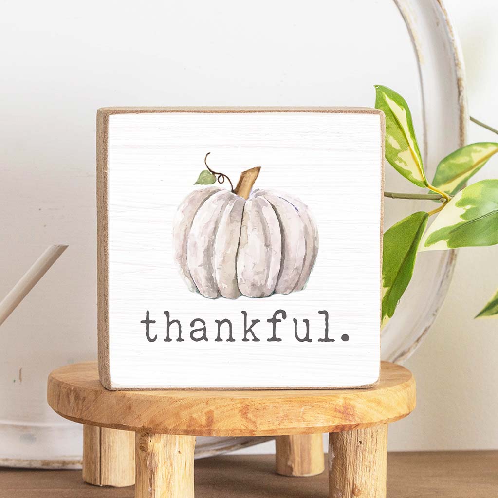 Thankful Pumpkin Square Block Sign