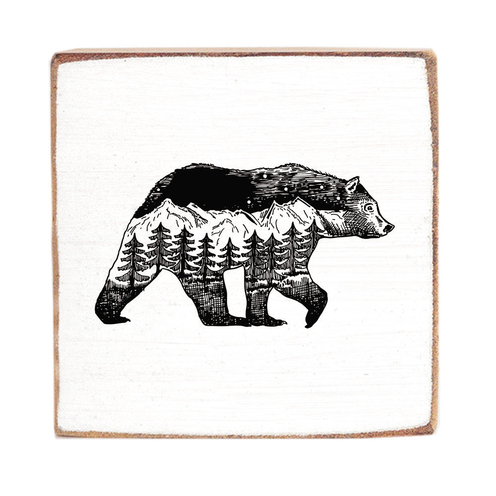 Mountains Bear Block Sign