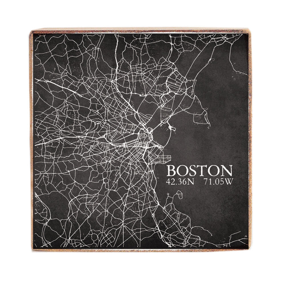 Boston Charcoal City Grid Block Sign