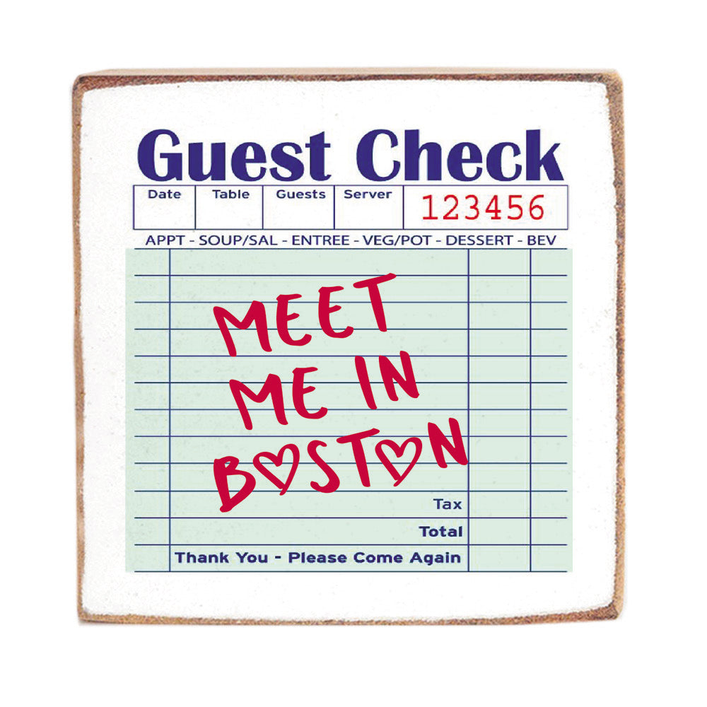 Boston Guest Check Block Sign