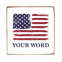 USA Flag Personalized Block Sign