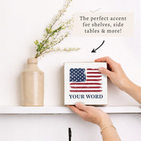 USA Flag Personalized Block Sign