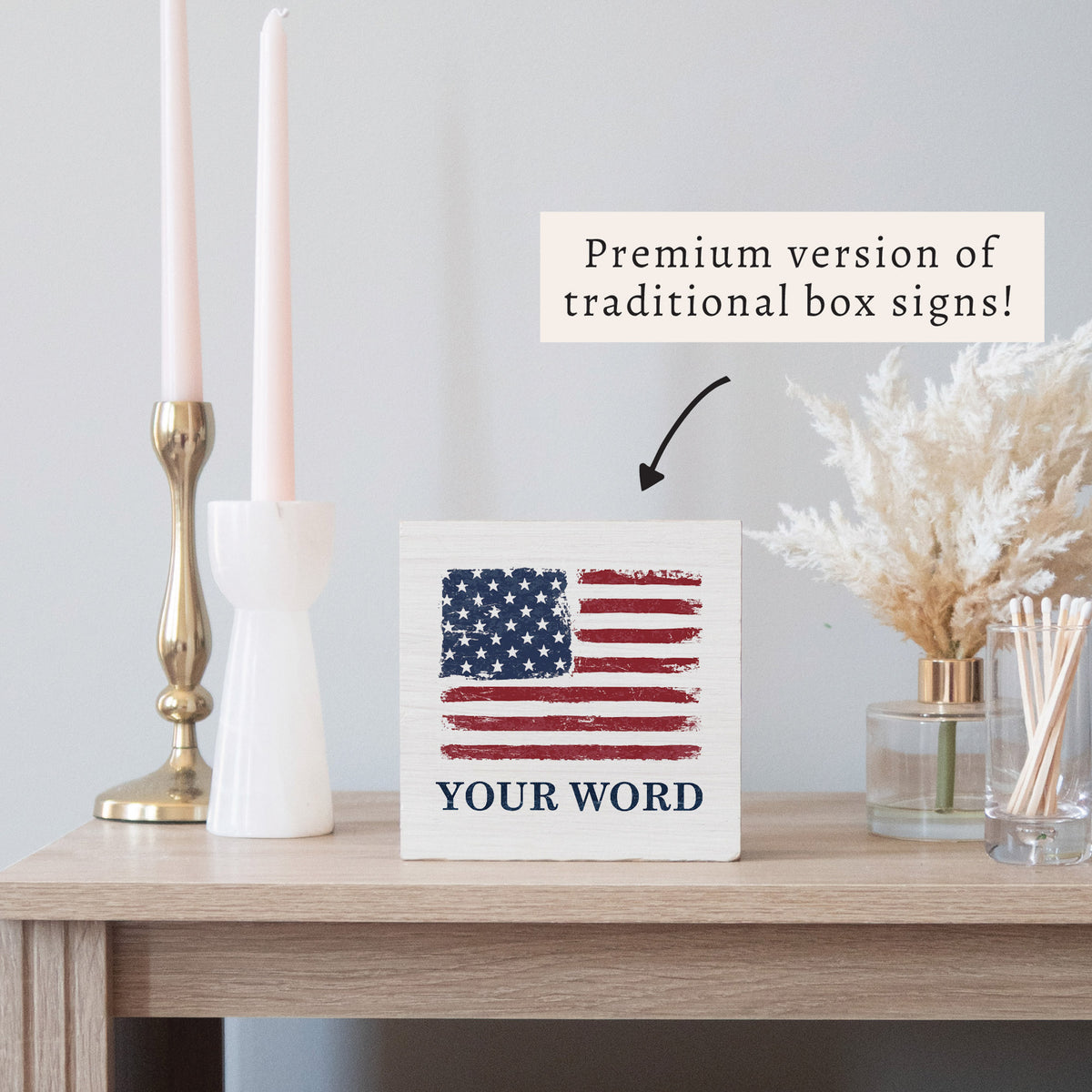 USA Flag Personalized Block Sign