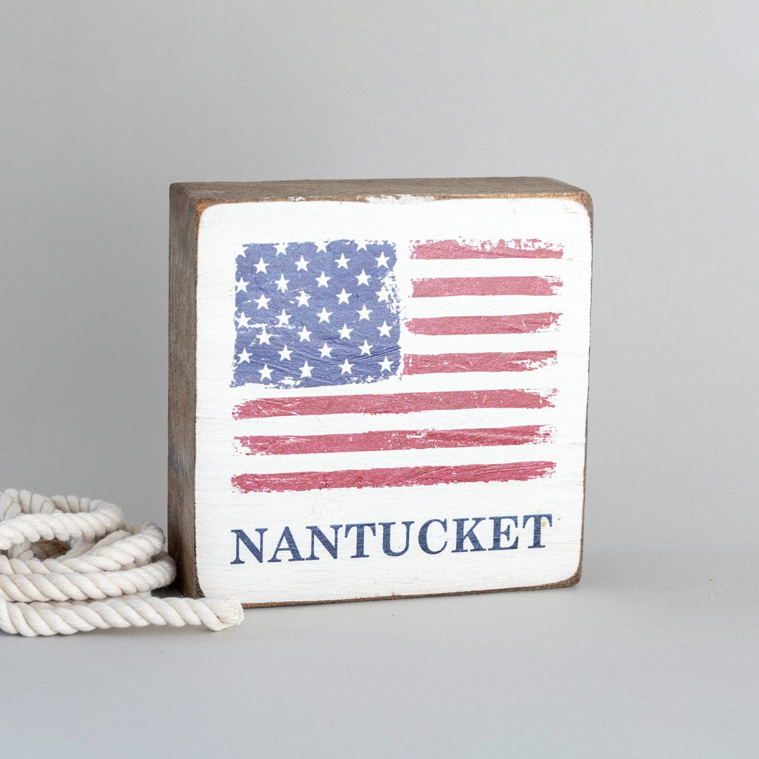 USA Flag Personalized Block Sign