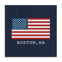 American Flag Printed Needlepoint Personalized Block Sign
