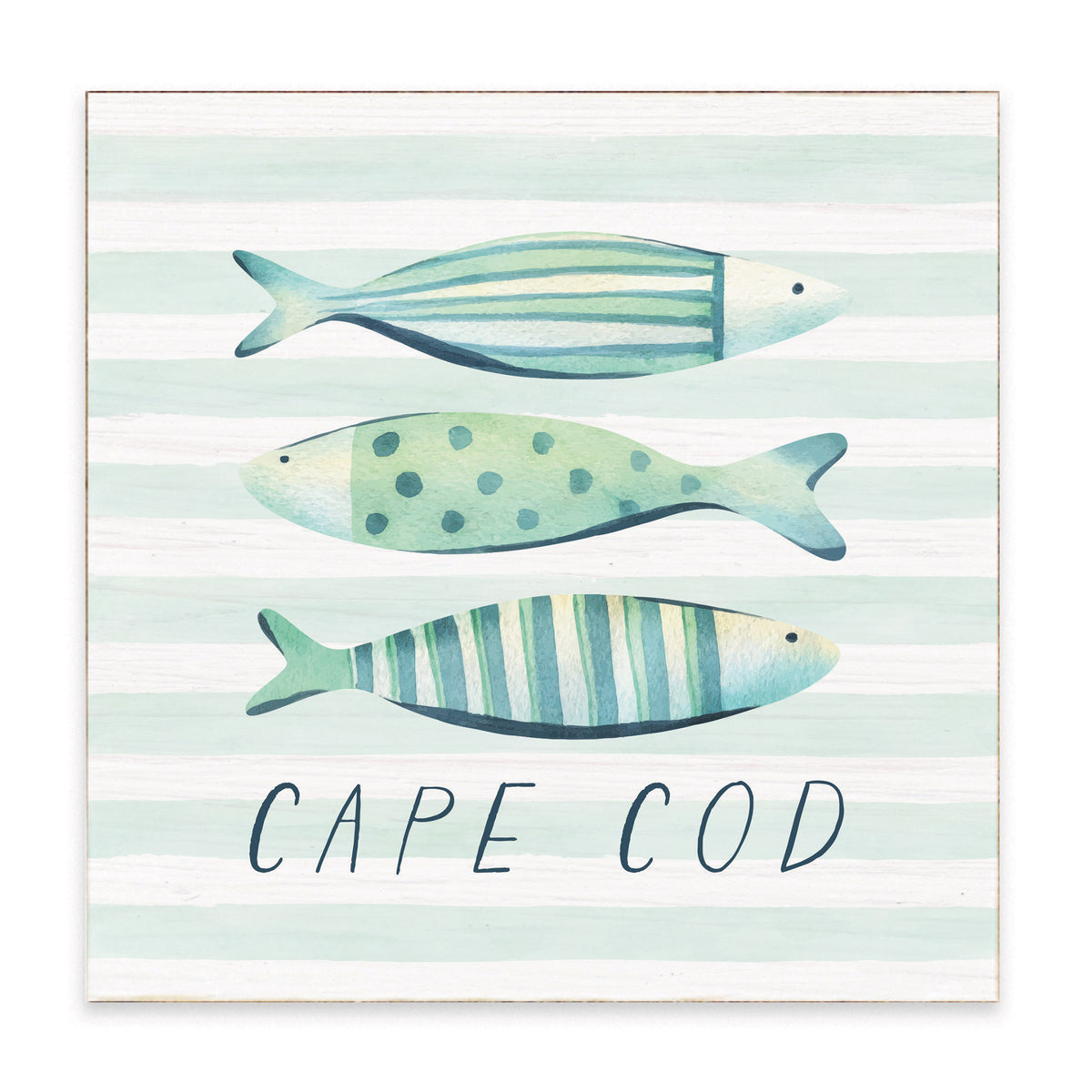 Coastal Fish Trio Personalized Block Sign