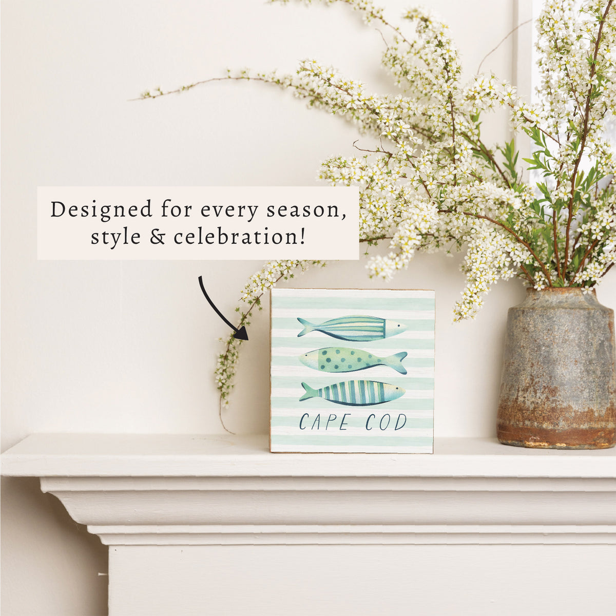 Coastal Fish Trio Personalized Block Sign