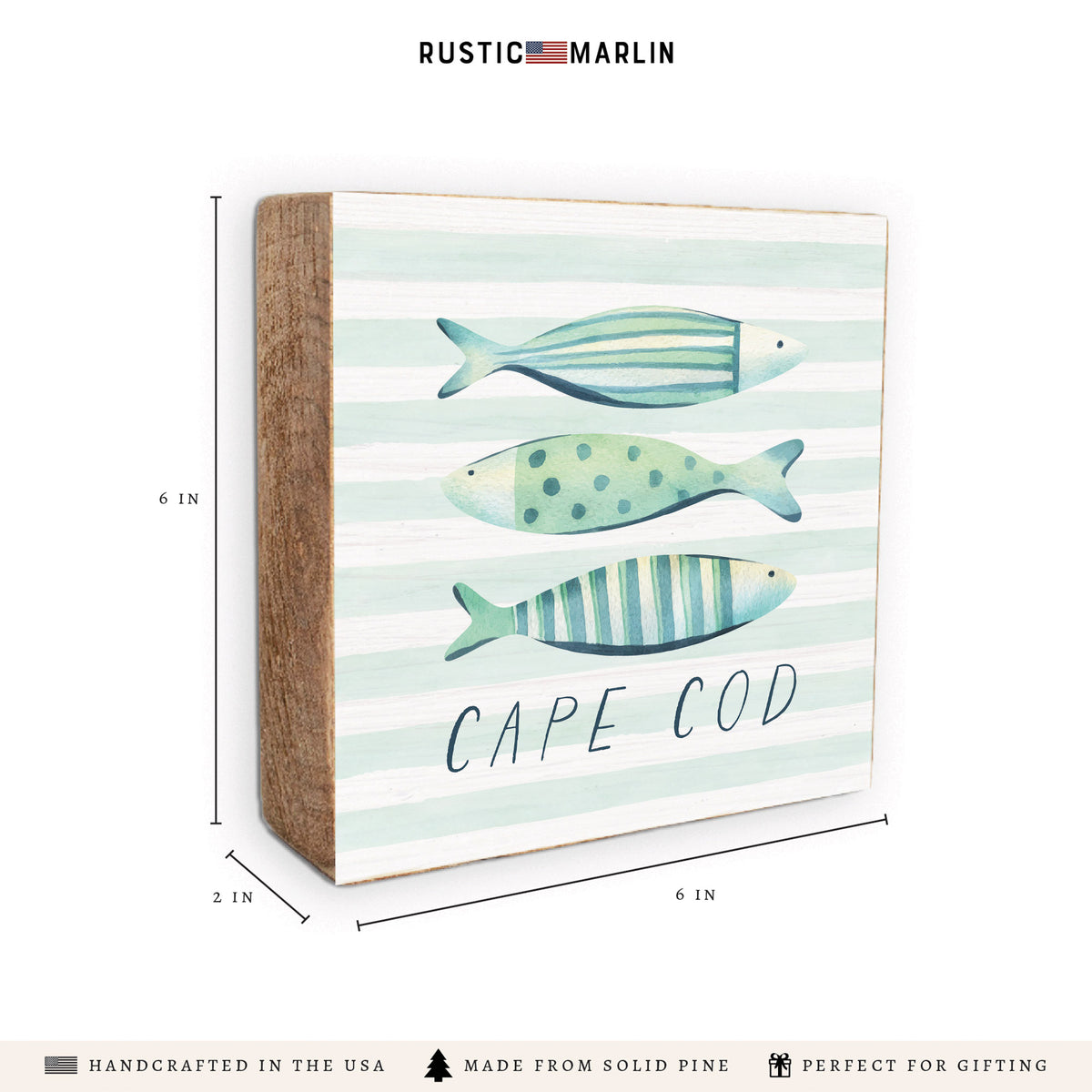 Coastal Fish Trio Personalized Block Sign