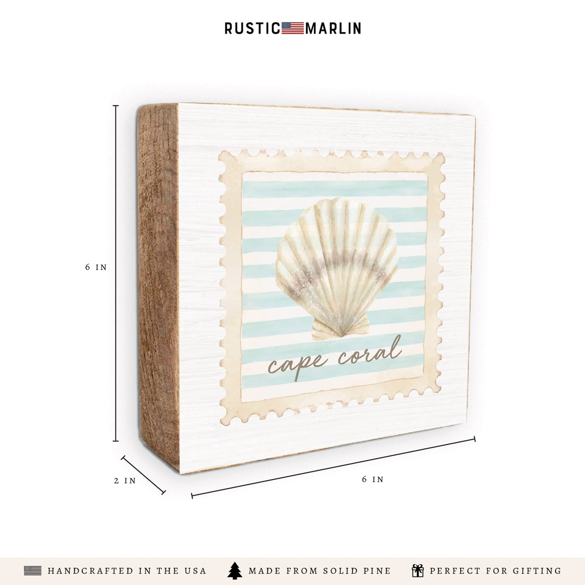 Shell Stamp Personalized Block Sign