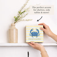 Blue Crab Stripe Personalized Block Sign