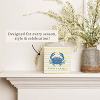 Blue Crab Stripe Personalized Block Sign