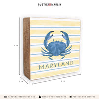 Blue Crab Stripe Personalized Block Sign