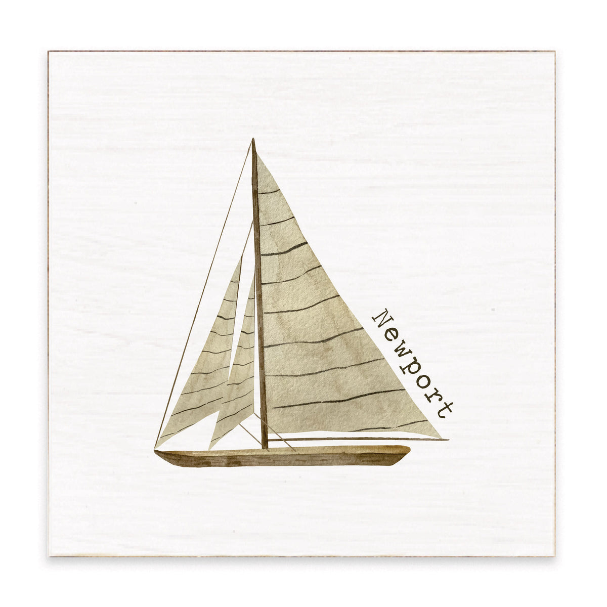Striped Sailboat Personalized Block Sign